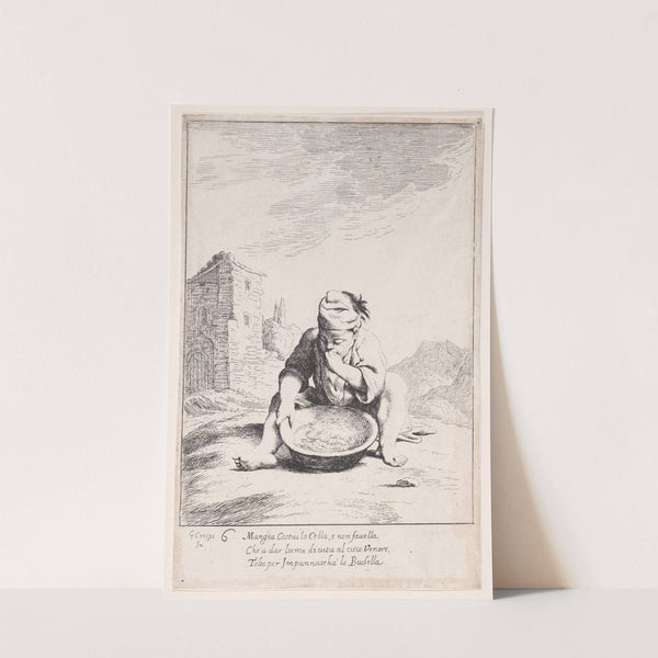 Plate 20; Cacasenno eating a bowl of pasta (1705–1715) by Giuseppe Maria Crespi