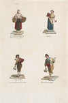 Plate 3; four street vendors from Madrid selling large tomatoes, milk, water, milk shakes (1809–1817)