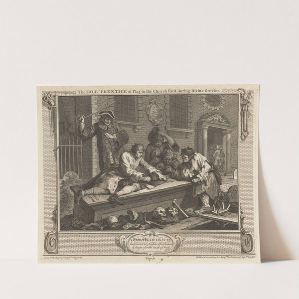 Plate 3, The Idle 'Prentice at Play in the Church Yard during Divine Service by William Hogarth