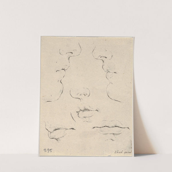 Plate 4; two profiles and three mouths (1649) by Stefano Della Bella