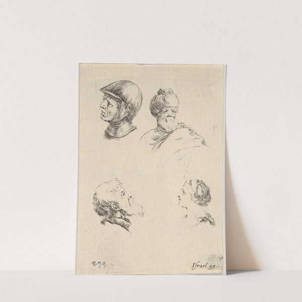 Plate 8; four small heads (1649) by Stefano Della Bella