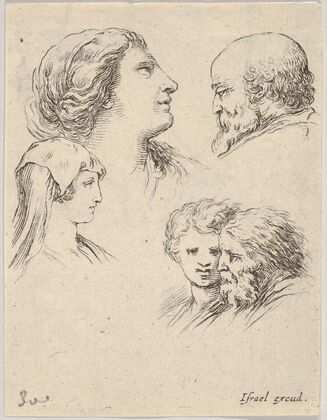 Plate 9; five heads (1649)