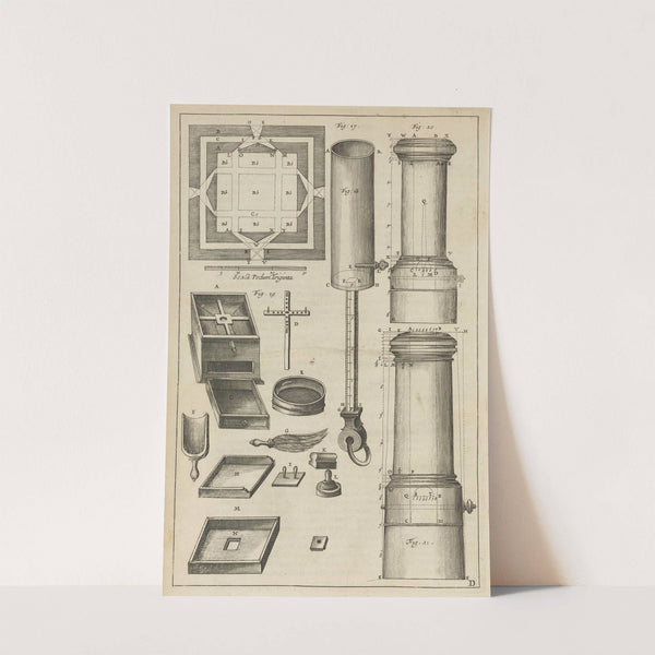 Plate D: Powder magazine: powder instruments: rocket molds (1650) by Jacob van Meurs
