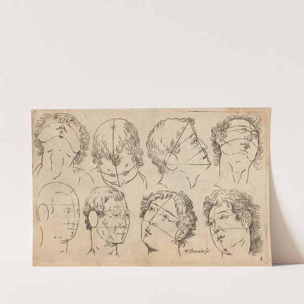 Plate I: Artist study of male and female head (1685) by William Salmon