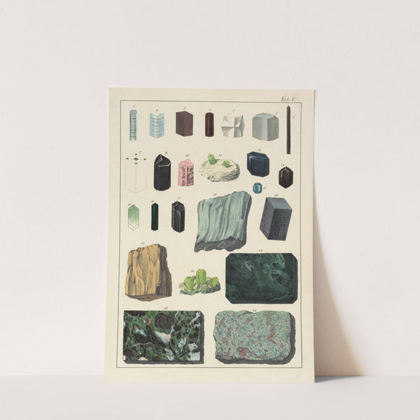 Plate V: Kyanite, Disthene, Staurolite, Andalusite, Tourmaline, Dichorite, Peliom, Augite, Hornblende, ... by Johann Gottlob Kurr