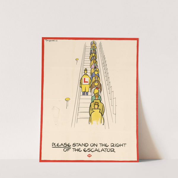 Please Stand on the Right of the Escalator by Cyril Kenneth Bird (Fougasse)