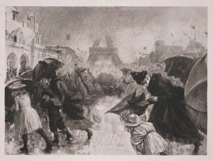 Pluie d’orage. (Jardin du Trocadero.)