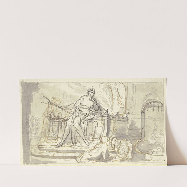 Pluto mit dem Zweizack auf einem Thron (1743) by Paul Egell