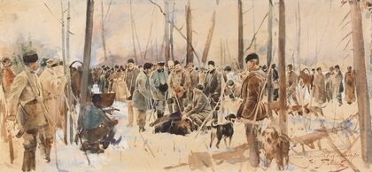 Po polowaniu na niedźwiedzie w Nieświeżu (after 1886)