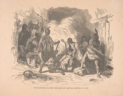 Pochahontas saving the life of Captain Smith, A.D. 1608.