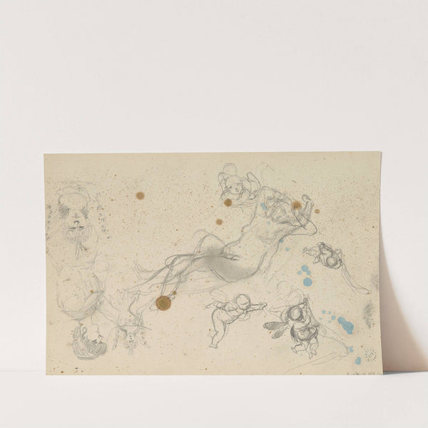 podobnie oraz szkice dwóch kobiet (en face i z profilu) by Henryk Siemiradzki