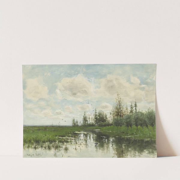 Poel met bomen en weiland by Fredericus Jacobus van Rossum du Chattel