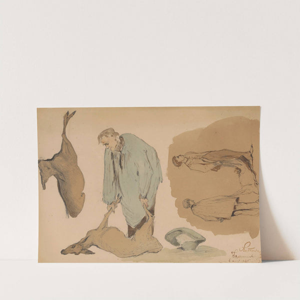 Poeliers met dode reeën by Johannes Tavenraat