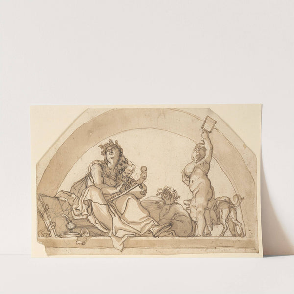 Poetry surrounded by children in a lunette by Domenico Piola