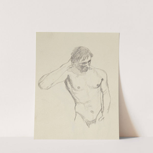 półakt mężczyzny trzymającego rękę z tyłu głowy (1908) by Adolf Sternschuss