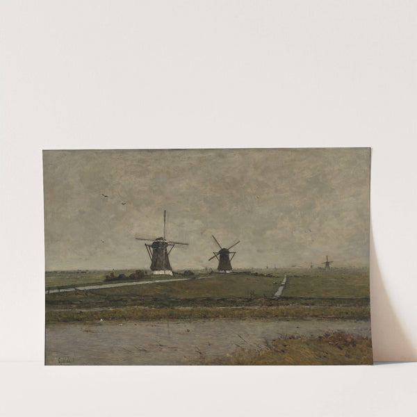 Polder with Mills near Overschie by Paul Joseph Constantin Gabriël