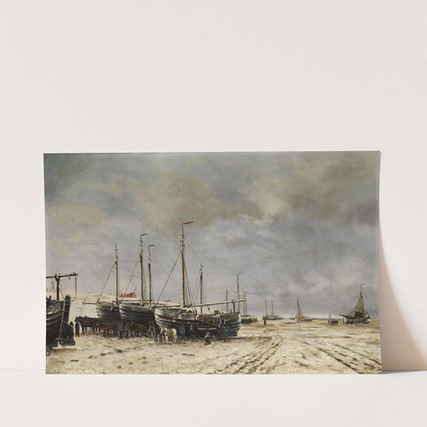 Polderseelandschaft mit eingefrorenen Schiffen by Hendrik Willem Mesdag