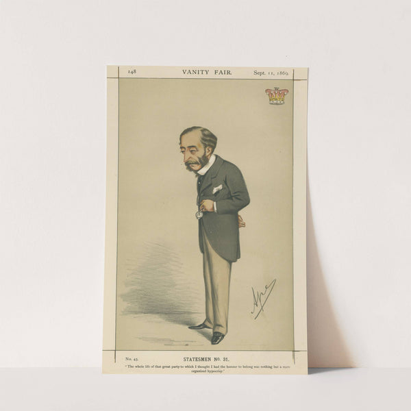 Politicians – ‘The Whole life of that great party to which I thought I had the honour to belong….’. Lord Carnarvon. Sept 11, 1869 (1869) by Carlo Pellegrini