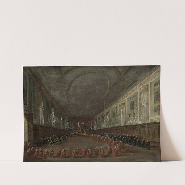 Pope Pius VI Descending the Throne to Take Leave of the Doge in the Hall of SS. Giovanni e Paolo, 1782 (c. 1783) by Francesco Guardi