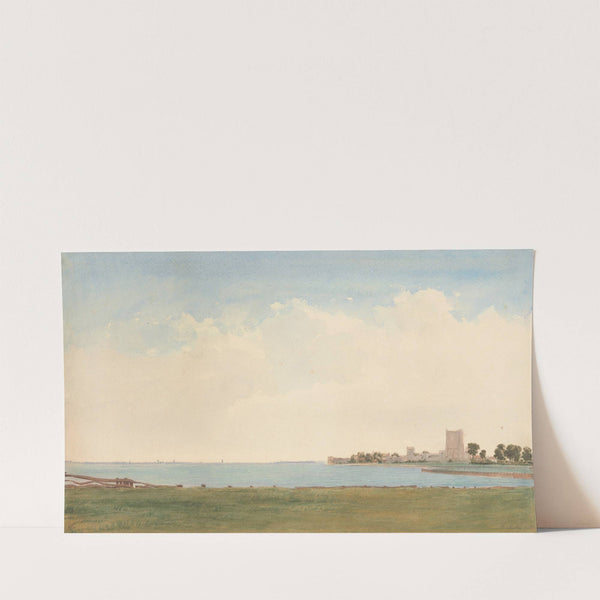 Porchester Castle; A View from Porchester Village Looking across the Water to Portsmouth by William Turner of Oxford