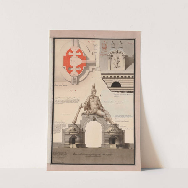 Porte du Parisis qu’on peut appeler l’arc du peuple ; Moitié du plan géométral ; Tuyaux de cheminées de la maison de plaisance (1777-1825) by Jean Jacques Lequeu