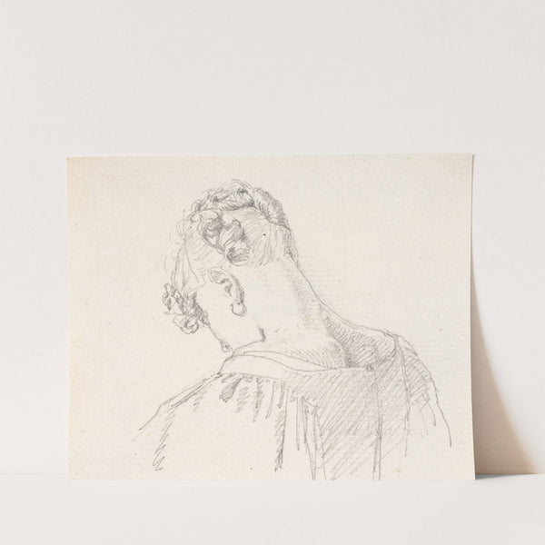 Portræt af en af kunstnerens søstre, skulderbillede set skråt bagfra by Christen Købke