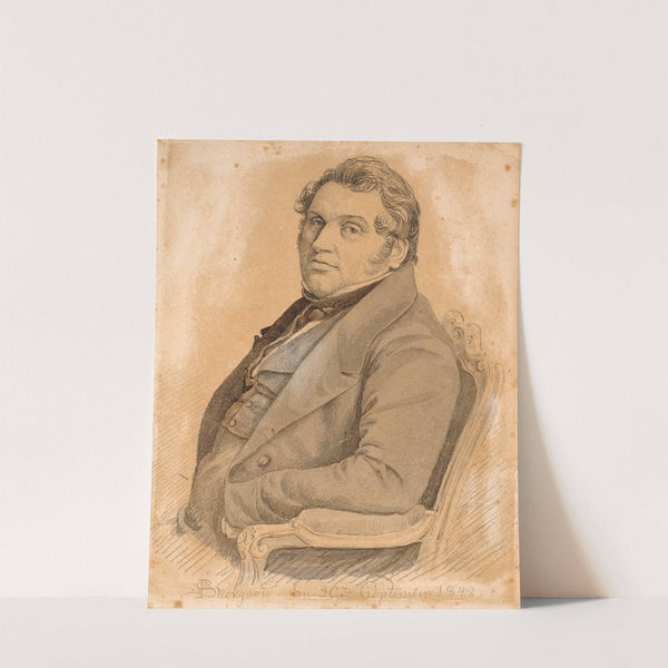 Portræt af en siddende, korpulent mand i halvfigur, trekvart profil mod venstre by P. C. Skovgaard