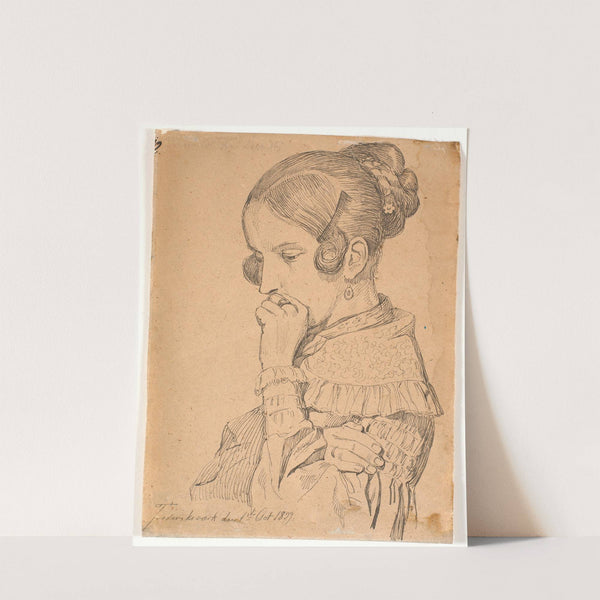 Portræt af en ung dame, 3-4 profil mod venstre by Johan Thomas Lundbye