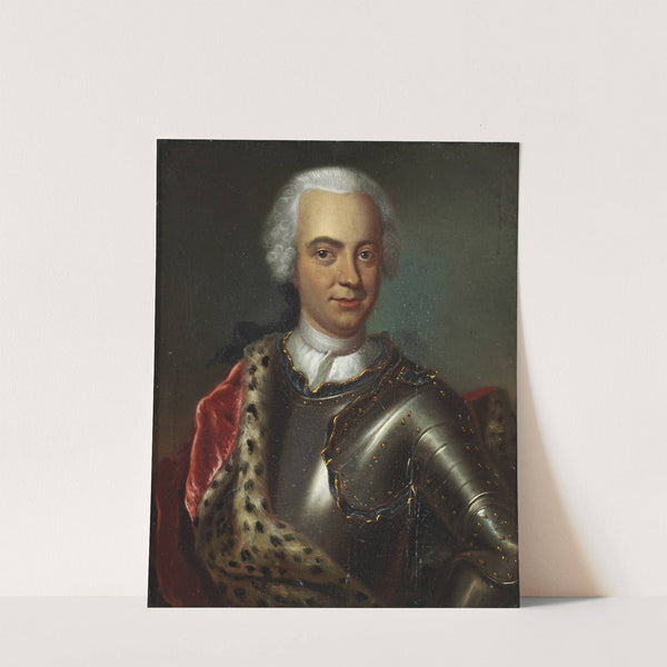 Portræt af en ung mand med kyrads og rød kåbe foret med hermelin by Johann Salomon Wahl