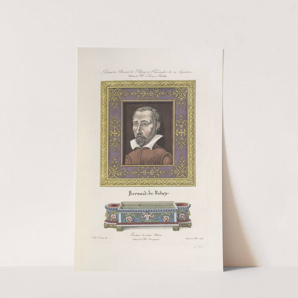 Portrait de Bernard de Palissy et facsimile de sa signature. Cabinet de Mr. Prevot à Brelles. Écritoire du même auteur. by Nicolas Xavier Willemin