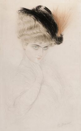 Portrait de femme au chapeau à plumes