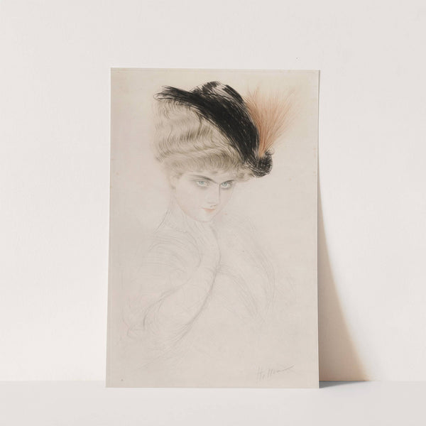 Portrait de femme au chapeau à plumes by Paul César Helleu
