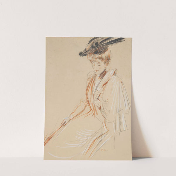 Portrait de femme au chapeau à plumes by Paul César Helleu
