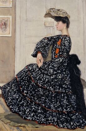 Portrait de femme en robe mouchetée — size preview
