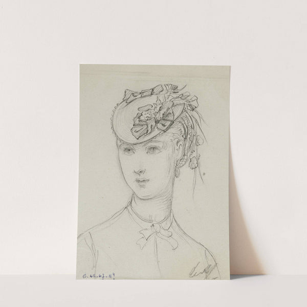 Portrait de jeune fille avec coiffe fleurie (1869) by Anaïs Colin-Toudouze