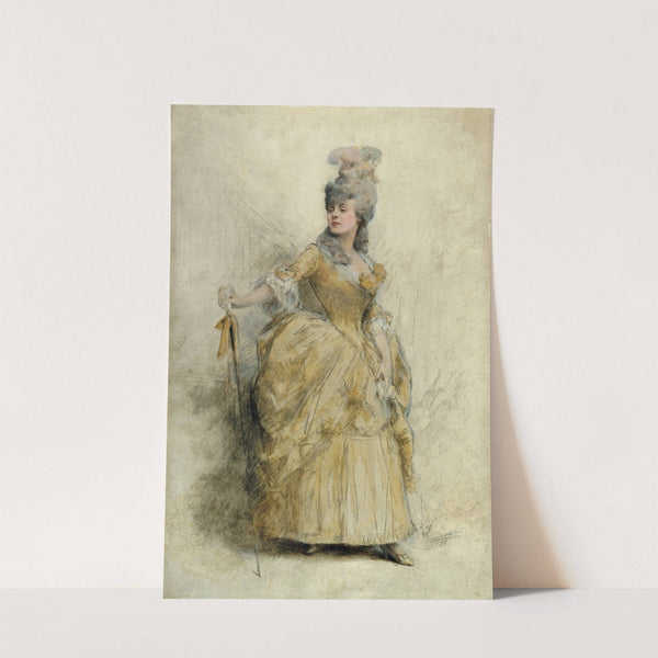 Portrait de Réjane (1856-1920) en costume de scène. by Théobald Chartran