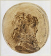 Portrait de Sarah Bernhardt, en médaillon, profil à droite, 1875.