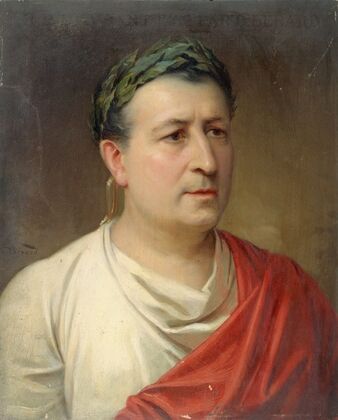 Portrait d’Henri Maubant (1821-1902), sociétaire de la Comédie-Fançaise dans le rôle d’Auguste dans Cinna.