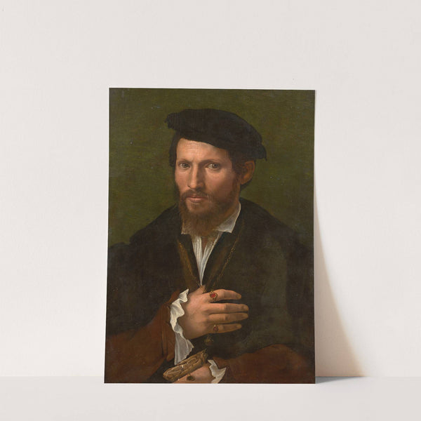 Portrait d’homme au chapeau noir et aux gants by Girolamo Da Carpi
