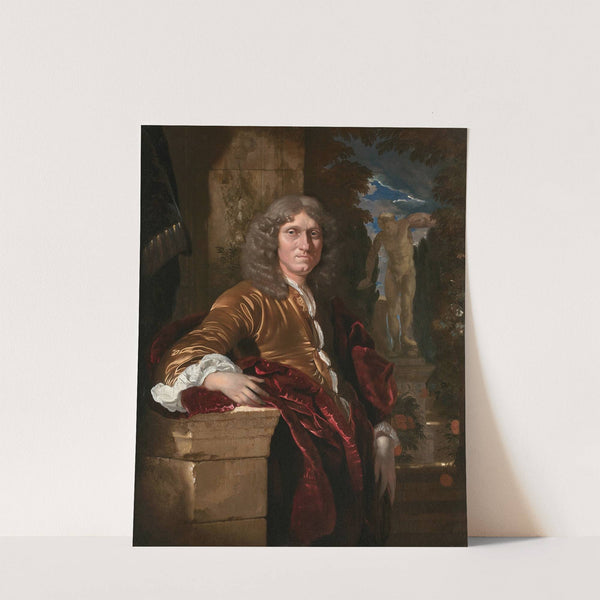 Portrait d’un gentilhomme accoudé à un piédestal devant un parc by Adriaen van der Werff