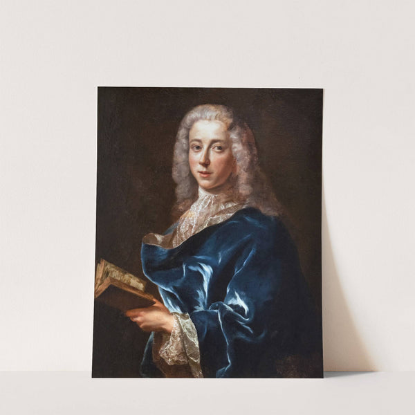 Portrait d’un homme au manteau bleu tenant un livre by Jean-François de Troy