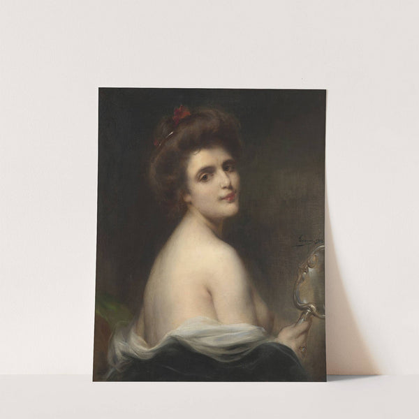 Portrait en buste de jeune femme au miroir (1903) by Henri Adrien Tanoux
