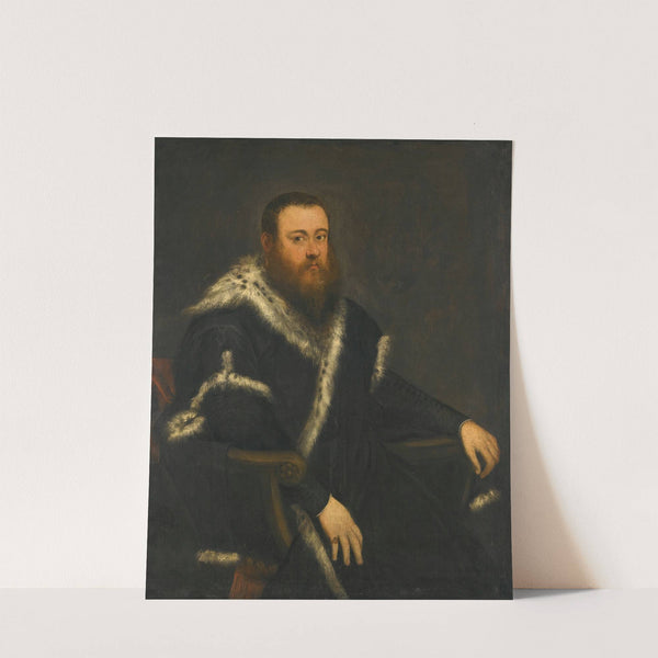 Portrait Of A Bearded Man In A Black Robe With Fur by Jacopo Tintoretto