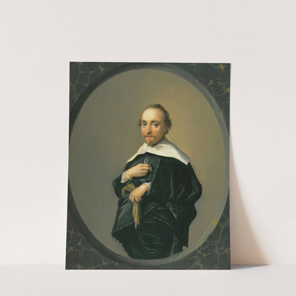 Portrait Of A Bearded Man Wearing A Black Coat With A Large White Collar, Holding A Pair Of Gloves by Hendrik Gerritsz Pot