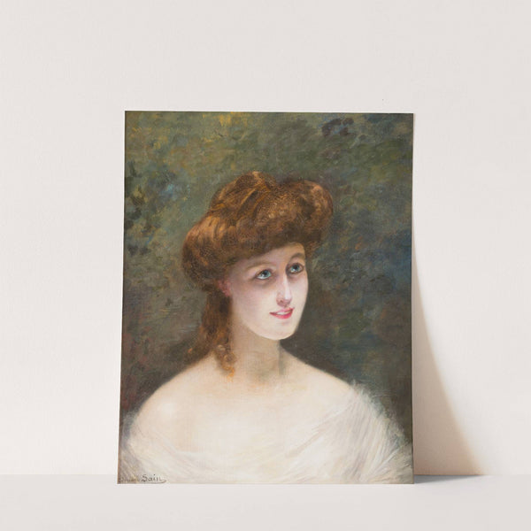 Portrait of a beauty with red hair by Edouard Alexandre Sain