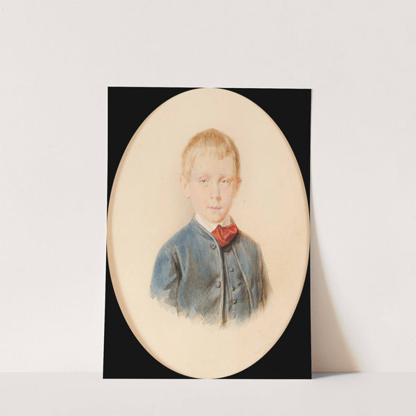 Portrait of a boy in a blue jacket and waistcoat and wearing a red scarf (1868) by Josef Kriehuber