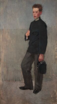 Portrait of a boy in middle school uniform