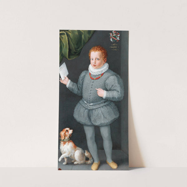 Portrait Of A Boy With A Dog, Possibly A Member Of The Albergati Family by Bolognese School