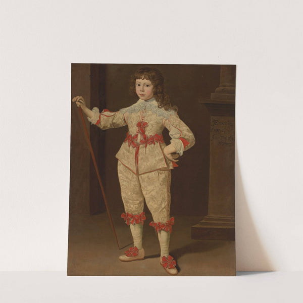 Portrait of a boy with walking stick by Dutch School