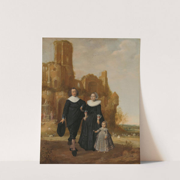 Portrait of a Couple with their Child in a Landscape by Herman Meynderts Doncker